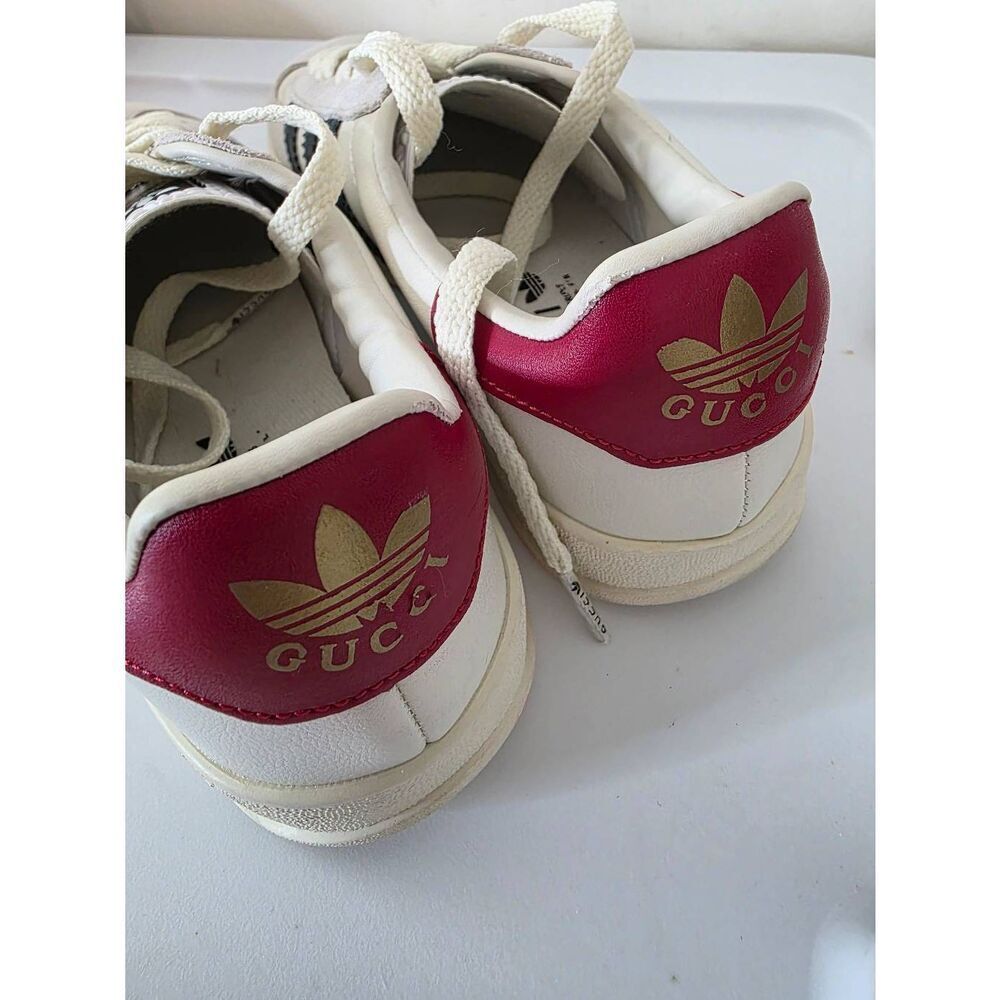 Adidas x GUCCI Gazelle Women's Sneakers-White, Blue, Red, and Tan Size 7 - Picture 5 of 11
